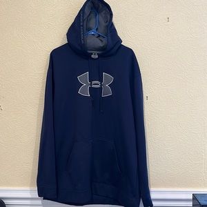 Navy Blue Under Armour Hoodie with Grey UA Logo on the front